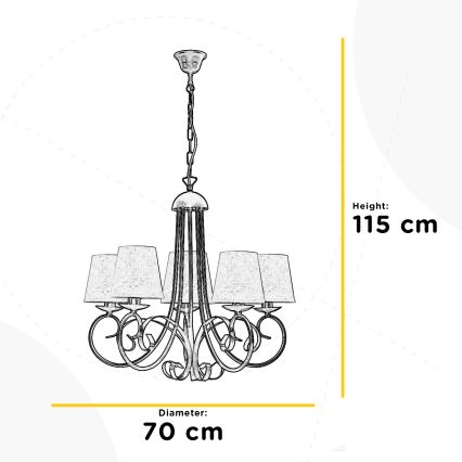 ONLI - Sietynas, kabinamas ant grandinės POMPEI 5xE14/6W/230V bronza