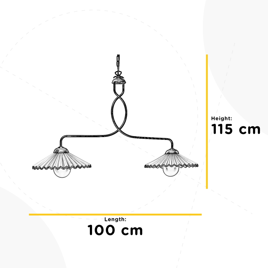 ONLI - Sietynas, kabinamas ant grandinės ROSINA 2xE27/22W/230V bronza