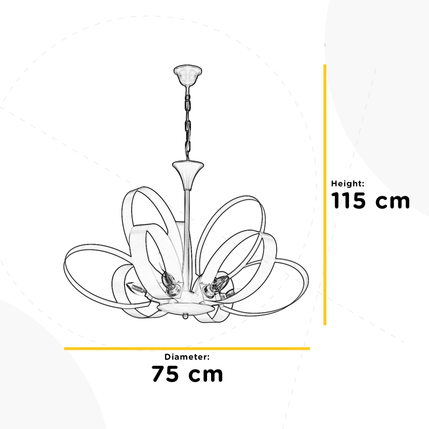 ONLI - Sietynas, kabinamas ant grandinės SERENA 6xE14/6W/230V balta