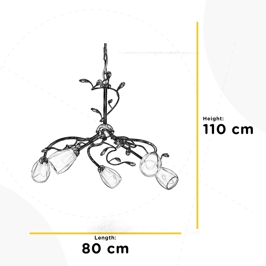 ONLI - Sietynas, kabinamas ant grandinės SHARON 5xE14/6W/230V