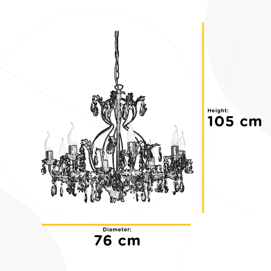ONLI - Sietynas, kabinamas ant grandinės TERESA 8xE14/6W/230V bronza