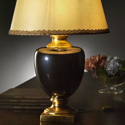 ONLI - Stalinė lempa MOZART 1xE27/22W/230V juoda/auksinė 67 cm