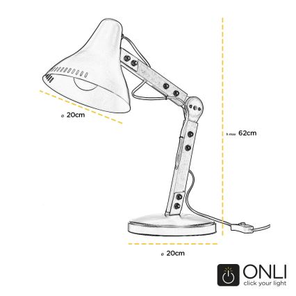 ONLI - Stalinis šviestuvas ARCHITETTO 1xE27/22W/230V 62 cm pilka/ruda