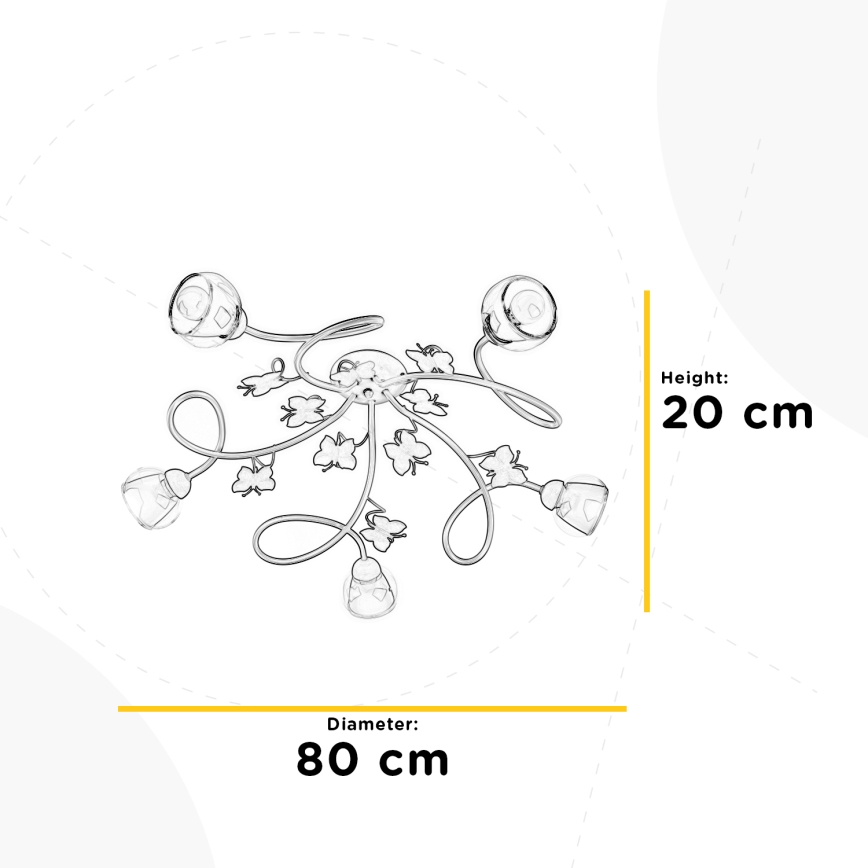 ONLI - Tvirtinamas vaikiškas sietynas BUTTERFLY 5xE14/6W/230V