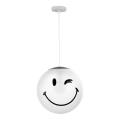 ONLI - Vaikiškas pakabinamas šviestuvas ant laido SMILEY 1xE27/15W/230V balta