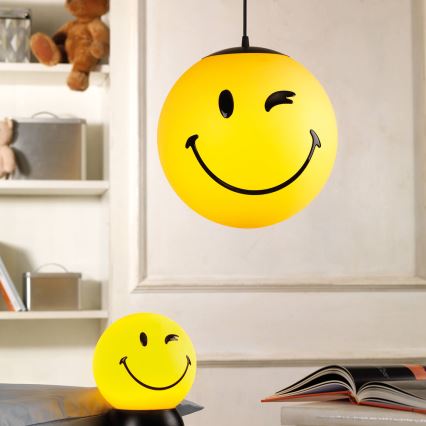 ONLI - Vaikiškas pakabinamas šviestuvas su laidu SMILEY 1xE27/15W/230V geltonas