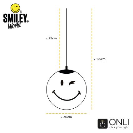 ONLI - Vaikiškas pakabinamas šviestuvas su laidu SMILEY 1xE27/15W/230V geltonas