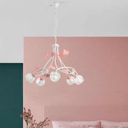 ONLI - Vaikiškas sietynas BUTTERFLY 5xE14/6W/230V