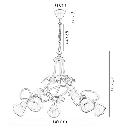 ONLI - Vaikiškas sietynas BUTTERFLY 5xE14/6W/230V