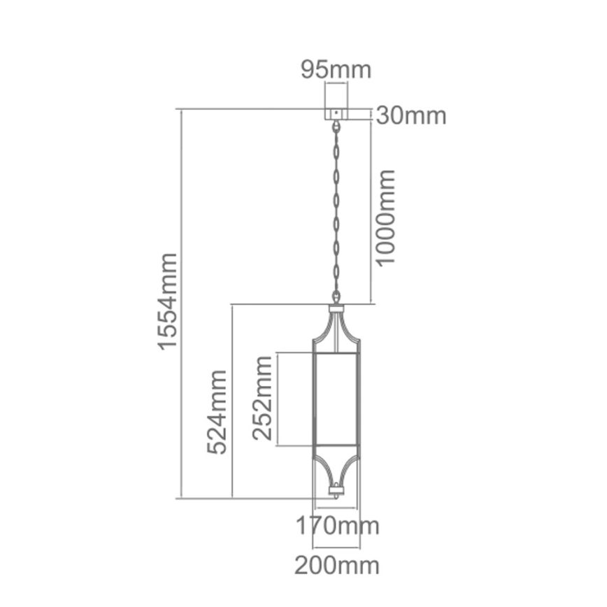 Open Design OR80551 - Pakabinamas sietynas ant grandinės LUNGA 1xE27/15W/230V blizgus chromas/balta
