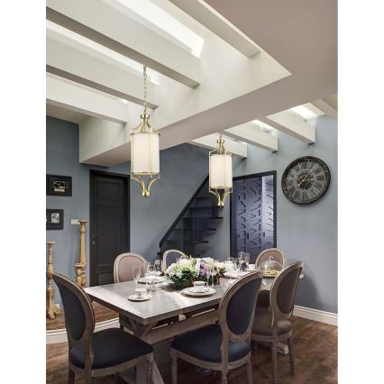 Open Design OR80568 - Pakabinamas šviestuvas ant grandinės LUNGA 1xE27/15W/230V žalvaris/balta