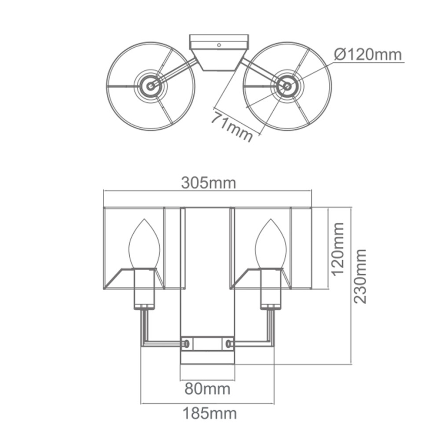 Open Design OR81497 - Sieninis šviestuvas CASA 2xE14/12W/230V blizgus chromas/kreminė