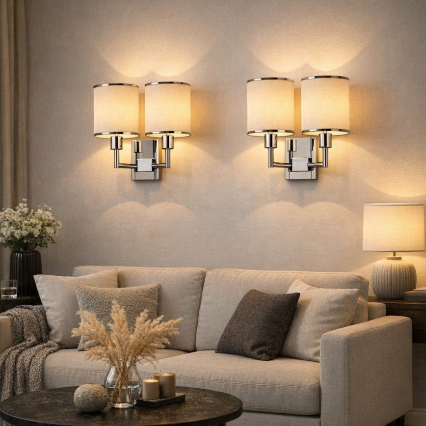 Open Design OR81497 - Sieninis šviestuvas CASA 2xE14/12W/230V blizgus chromas/kreminė