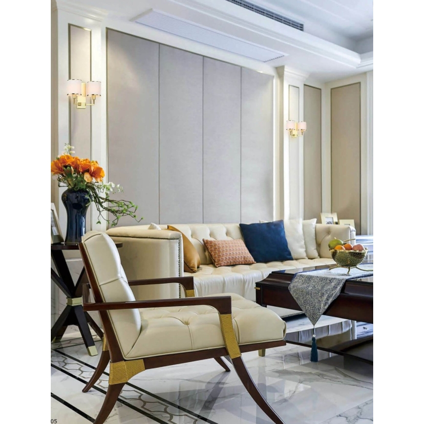 Open Design OR81503 - Sieninis šviestuvas CASA 2xE14/12W/230V žalvaris/kreminė