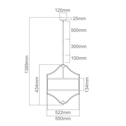 Open Design OR84160 - Liustra ant strypo STESSO 4xE27/15W/230V skersmuo 55 cm auksinė/juoda