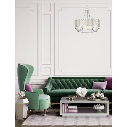Open Design OR84375 - Pakabinama liustra ant grandinės VERNO 6xE14/12W/230V skersmuo 55 cm blizgus chromas