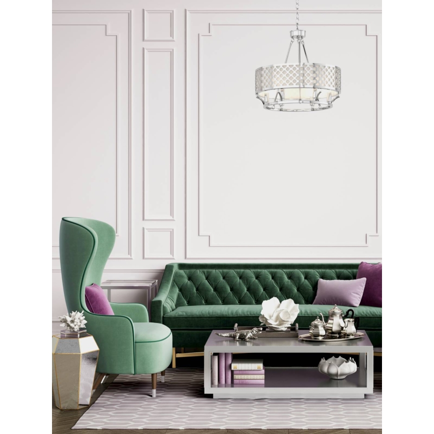Open Design OR84375 - Pakabinama liustra ant grandinės VERNO 6xE14/12W/230V skersmuo 55 cm blizgus chromas