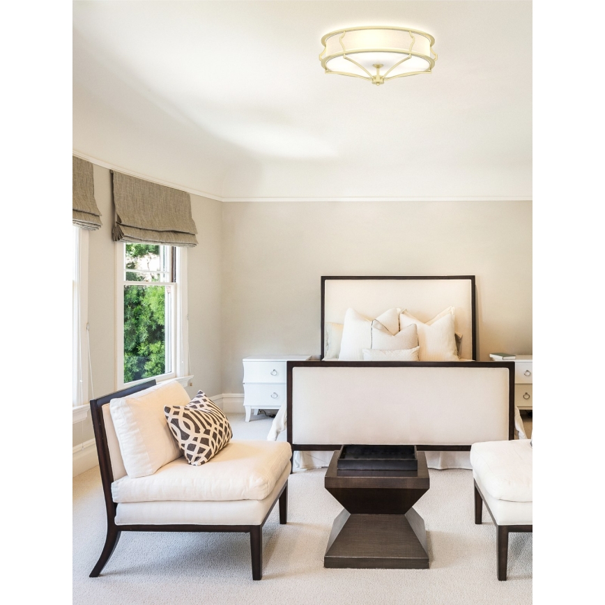 Open Design OR84436 - Lubinis šviestuvas STESSO 4xE27/12W/230V Ø 65 cm žalvaris/balta