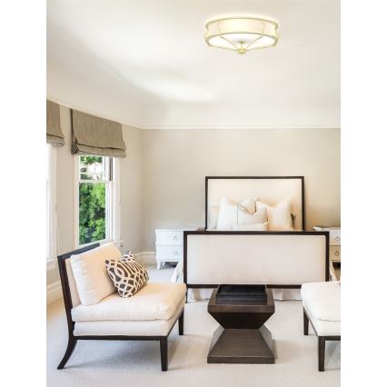 Open Design OR84443 - Lubinis šviestuvas STESSO 6xE27/12W/230V skersmuo 85 cm žalvaris/balta