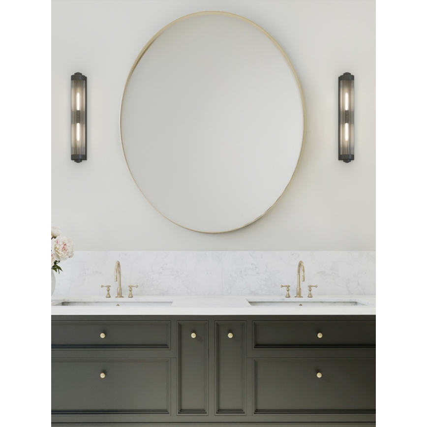 Open Design OR84498 - Vonios sieninis šviestuvas FUMI 2xG9/8W/230V IP44 juodas