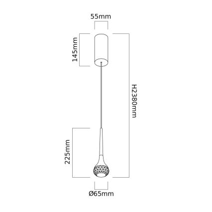 Open Design OR84795 - pakabinamas LED šviestuvas CRIMA ant laido LED/7W/230V juodas