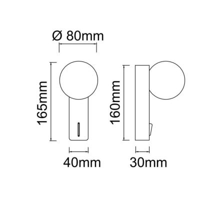 Open Design OR85570 - Sieninis šviestuvas BOLETTA 1xG9/8W/230V juodas
