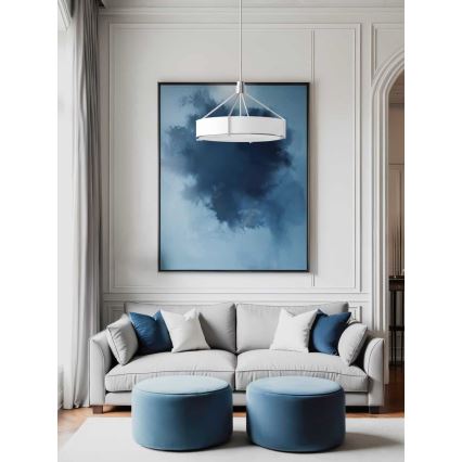 Open Design OR85624 - Liustra ant strypo DORETTO 4xE27/15W/230V Ø 50 cm matinis chromas/balta