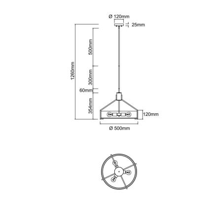 Open Design OR85624 - Liustra ant strypo DORETTO 4xE27/15W/230V Ø 50 cm matinis chromas/balta