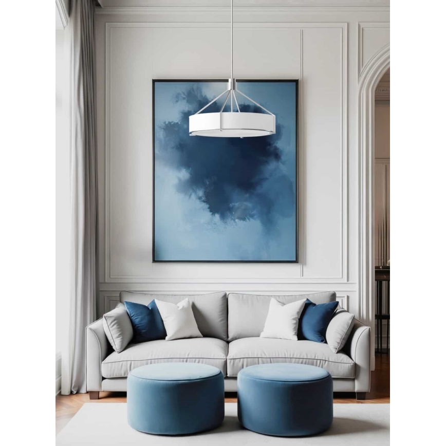 Open Design OR85655 - pakabinamas šviestuvas ant strypo DORETTO 6xE27/15W/230V, skersmuo 70 cm, matinis chromas/balta