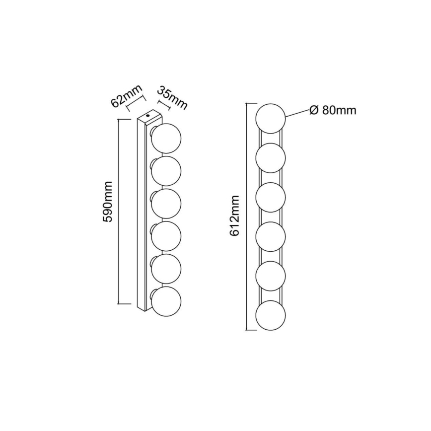 Open Design OR85693 - Vonios sieninis šviestuvas MERINO 6xG9/8W/230V 61 cm IP44 blizgus chromas