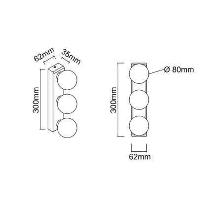 Open Design OR85709 - Vonios sieninis šviestuvas MERINO 3xG9/8W/230V 30 cm IP44 blizgus chromas