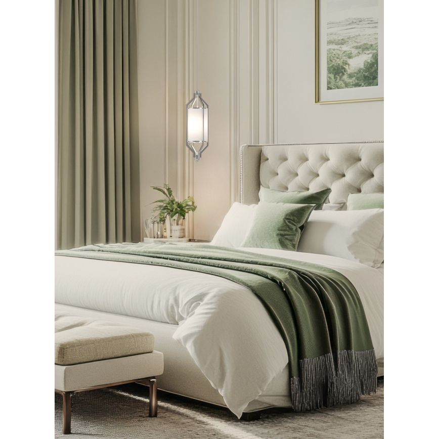 Open Design OR85853 - Pakabinamas šviestuvas ant stiebo ZUNDO 1xE27/15W/230V matinis chromas/balta