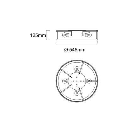 Open Design OR86003 - Lubinis šviestuvas ZALINDRO 4xE27/15W/230V Ø 54,5 cm balta/auksinė