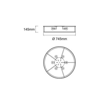 Open Design OR86041 - Lubinis šviestuvas ZALINDRO 6xE27/15W/230V pr. 74,5 cm smėlinė/ruda