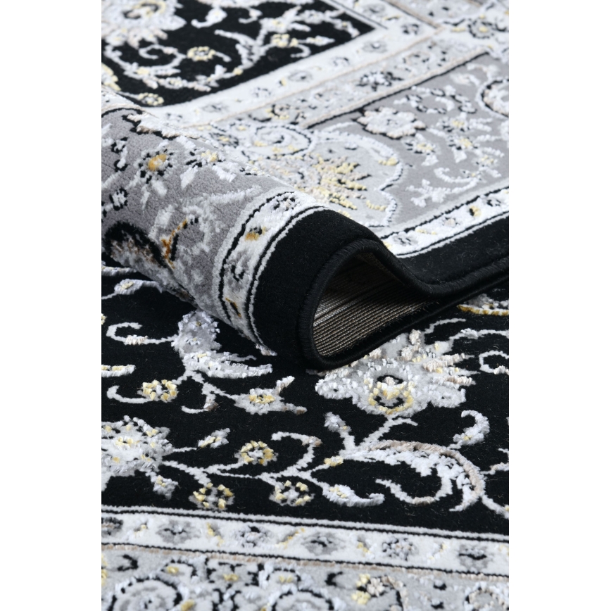 Orientalinis kilimas GRECE 120x170 cm 2150 g/m2 juoda/pilka/balta