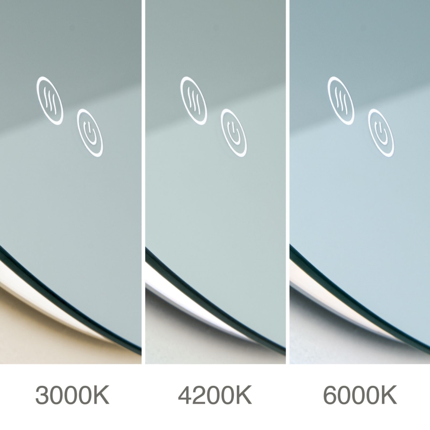 LED vonios kambario šildomas sieninis veidrodis su apšvietimu FOCUS LED/18W/230V 3000/4200/6000K skersmuo 45 cm IP44