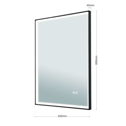 LED vonios sieninis veidrodis su apšvietimu RĖMAS LED/48W/230V 3000/4000/6000K 60x45 cm IP44