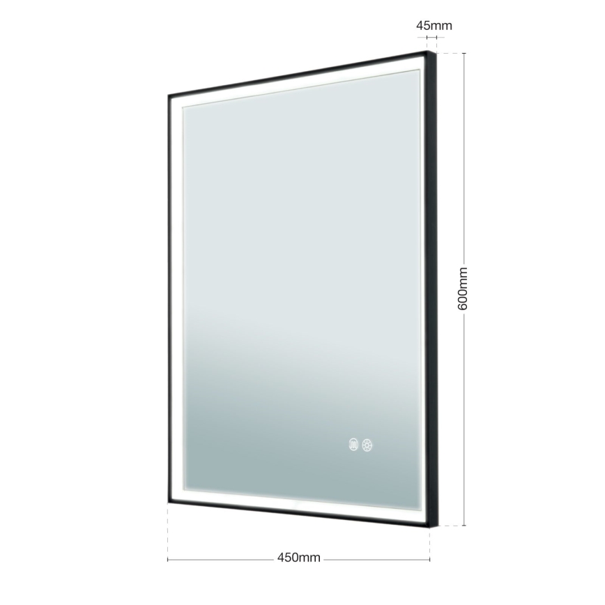 LED vonios sieninis veidrodis su apšvietimu RĖMAS LED/48W/230V 3000/4000/6000K 60x45 cm IP44