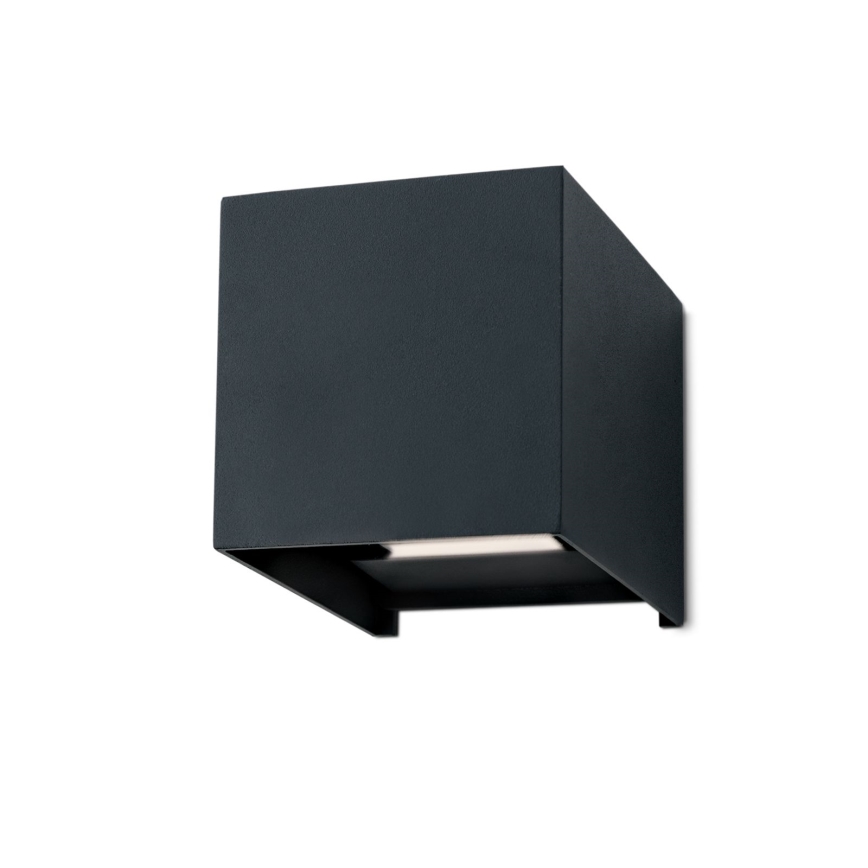 LED sieninis lauko šviestuvas CUBE 2xLED/3W/230V IP54 antracitas