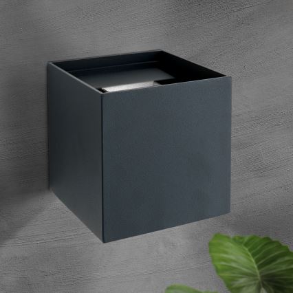 LED sieninis lauko šviestuvas CUBE 2xLED/3W/230V IP54 antracitas