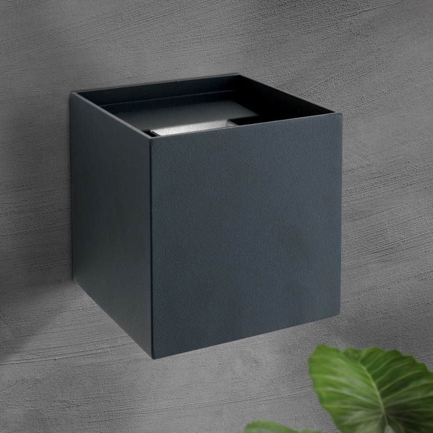 LED sieninis lauko šviestuvas CUBE 2xLED/3W/230V IP54 antracitas