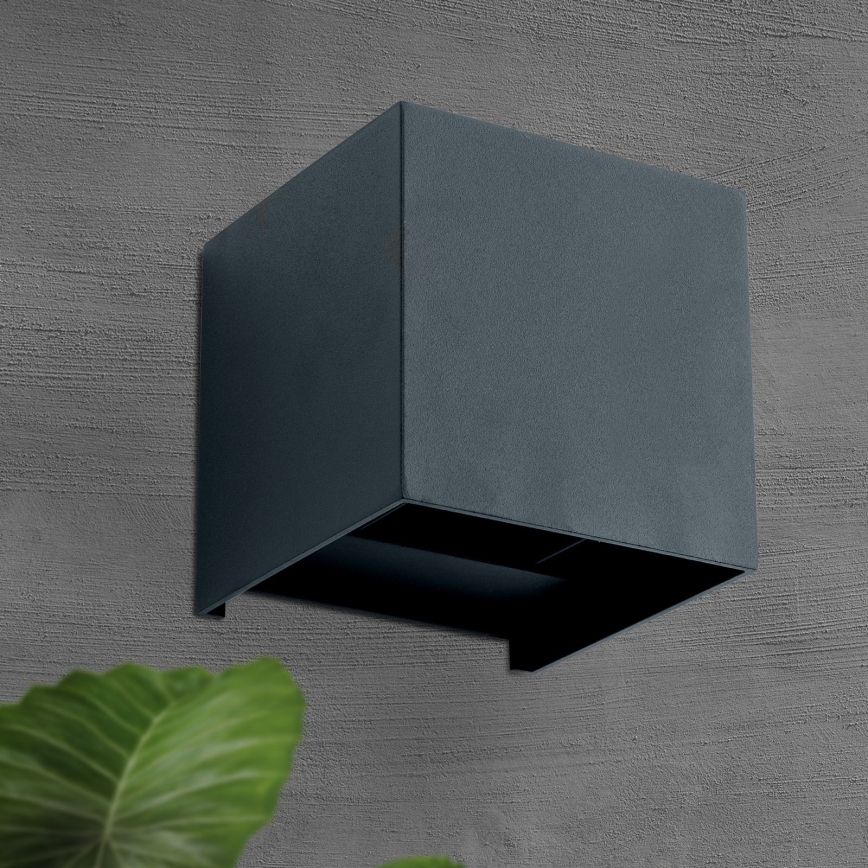 LED sieninis lauko šviestuvas CUBE 2xLED/3W/230V IP54 antracitas