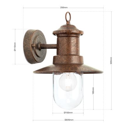 Lauko sieninis šviestuvas LEONIE 1xE27/60W/230V IP44 bronza
