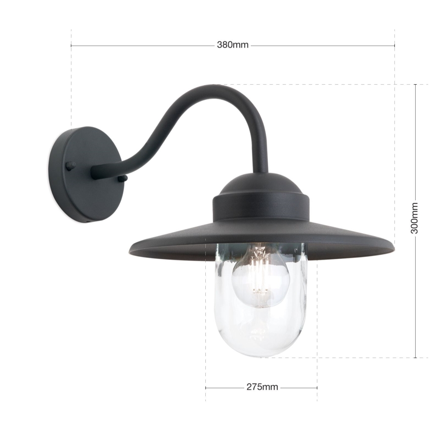 Lauko sieninis šviestuvas EDWARD 1xE27/60W/230V IP44 juoda
