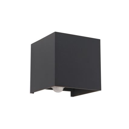 LED Lauko sieninis šviestuvas su judesio ir prieblandos jutikliu CUBE-S LED/13W/230V IP54 antracitas