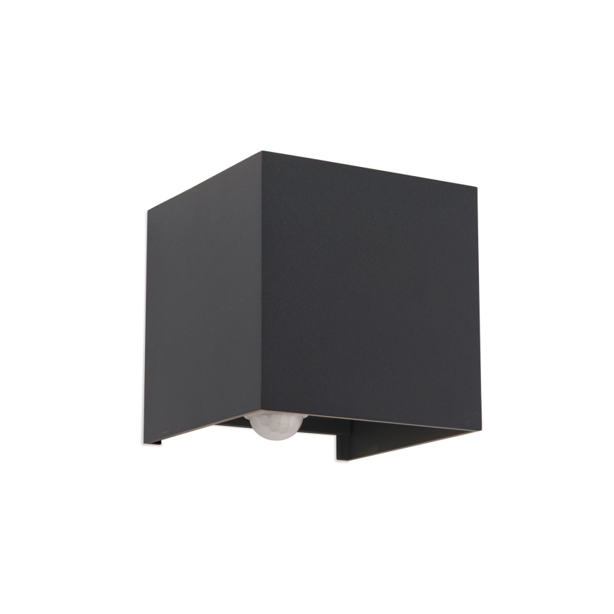 LED Lauko sieninis šviestuvas su judesio ir prieblandos jutikliu CUBE-S LED/13W/230V IP54 antracitas
