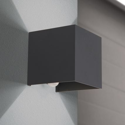 LED Lauko sieninis šviestuvas su judesio ir prieblandos jutikliu CUBE-S LED/13W/230V IP54 antracitas