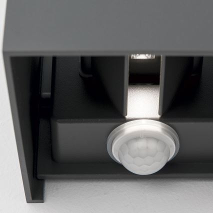 LED Lauko sieninis šviestuvas su judesio ir prieblandos jutikliu CUBE-S LED/13W/230V IP54 antracitas