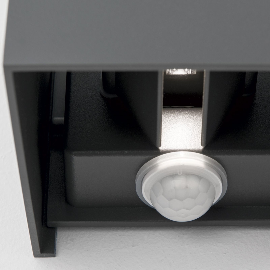 LED Lauko sieninis šviestuvas su judesio ir prieblandos jutikliu CUBE-S LED/13W/230V IP54 antracitas
