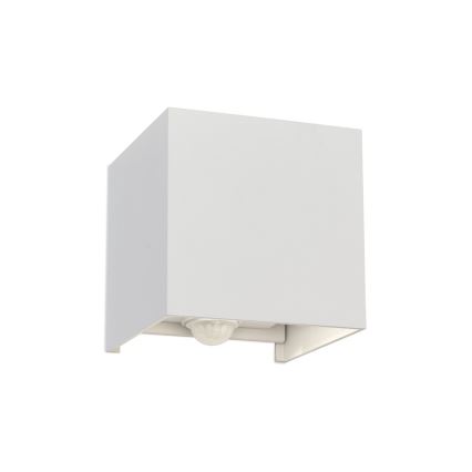 LED Lauko sieninis šviestuvas su judesio ir prieblandos jutikliu CUBE-S LED/13W/230V IP54 balta